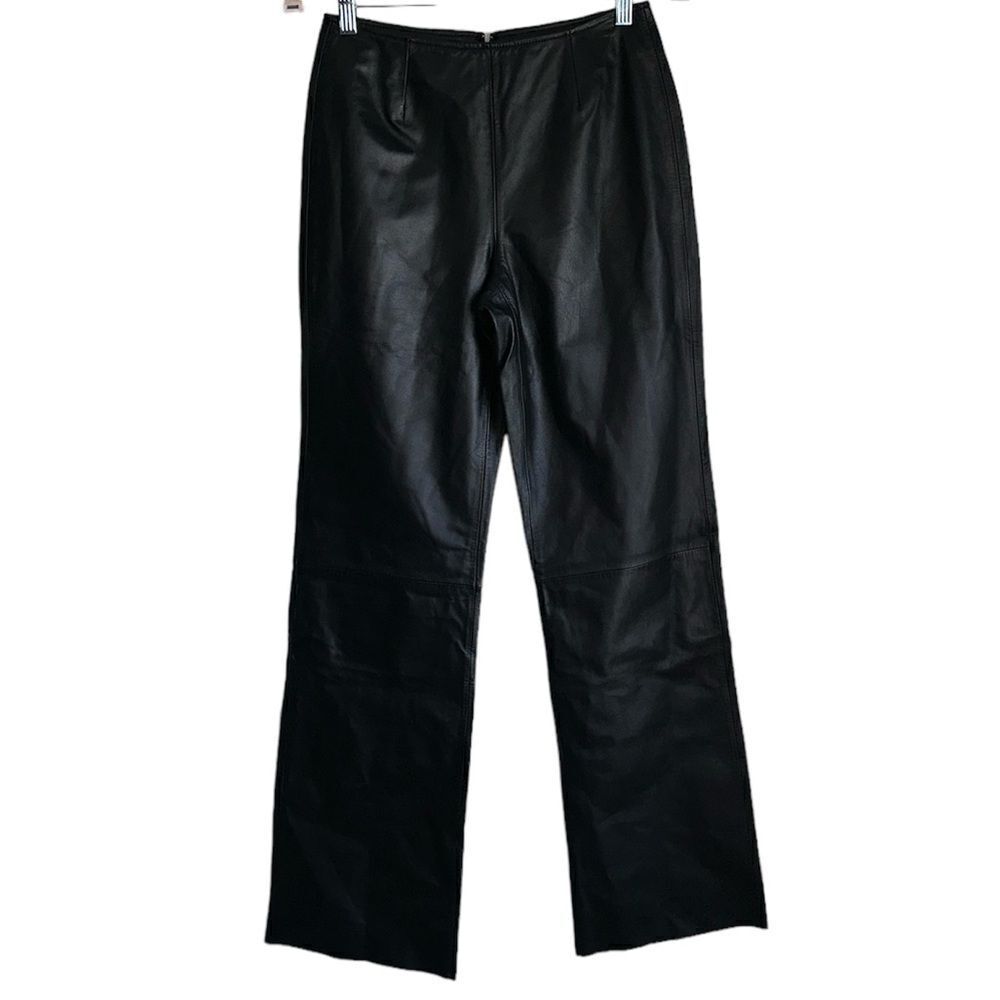 APOSTROPHE SIZE 4 100% real genuine black leather pants pant high rise waisted